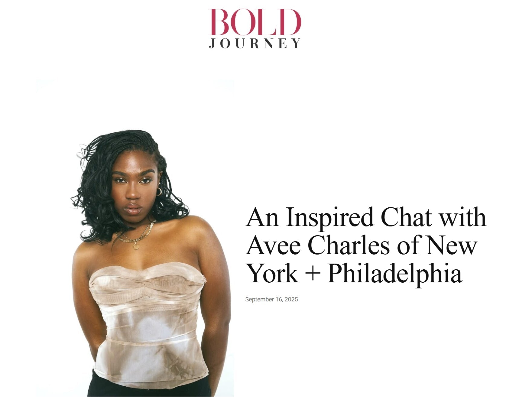 BOLD JOURNEY | Inspiration with Avee Charles